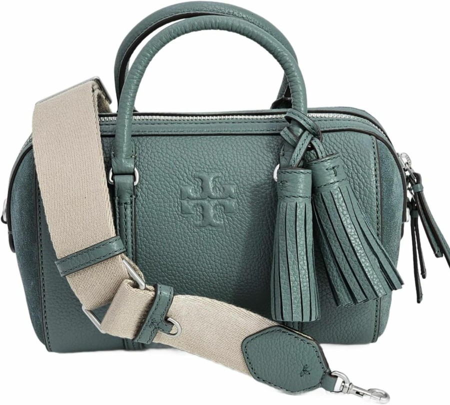 Satchel Handbags | Tory Burch Tory Burch 149977 Thea Mixed Materials Arctic Green With Silver Hardware Leather/Suede Women'S Mini Satchel Bag