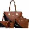 Satchel Handbags | YOUNXSL Younxsl 4-Pc Women Handbag Set,Top-Handle Bag+Shoulder Bag+Clutch+Card Bag Fashion Purse Color Matching Satchel Tote