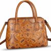 Satchel Handbags | IVTG Genuine Leather Handbag For Women Top Handle Satchel Handmade Retro Embossed Leather Vintage Crossbody Purse