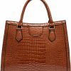 Satchel Handbags | SMALLBLUER Smallbluer Top-Handle Satchel Tote Purse For Women Gloss Patent Pu Crocodile Pattern Shoulder Bag Handbag