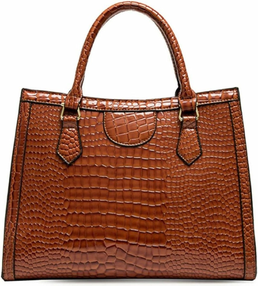 Satchel Handbags | SMALLBLUER Smallbluer Top-Handle Satchel Tote Purse For Women Gloss Patent Pu Crocodile Pattern Shoulder Bag Handbag