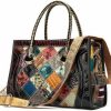 Satchel Handbags | Segater Women Retro Leather Handbag Multicolor Cowhide Shoulder Purse Splicing Satchels