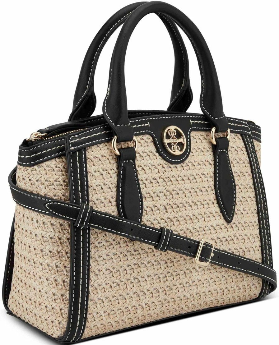 Satchel Handbags | Nine West Nine West Kyelle Small Jet Set Satchel, Natural Black