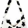 Satchel Handbags | PURFANREE Women Fluffy Faux Fur Cow Print Shoulder Bag Clutch Purse Underarm Handbag Satchel Zipper Tote Bag Purse