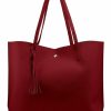 Satchel Handbags | Oct17 Oct17 Women Large Tote Bag - Tassels Faux Leather Shoulder Handbags, Fashion Ladies Purses Satchel Messenger Bags