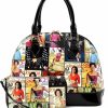 Satchel Handbags | Amy & Joey Glossy Magazine Cover Collage Dome Satchel Bag Purses Bowling Bag Michelle Obama Bags With Wallet Set 2 In 1 (Multi/Bk)