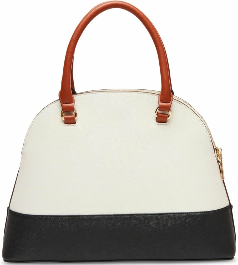 Satchel Handbags | Anne Klein Anne Klein Colorblocked Dome Satchel, Anne White/Black/Saddle