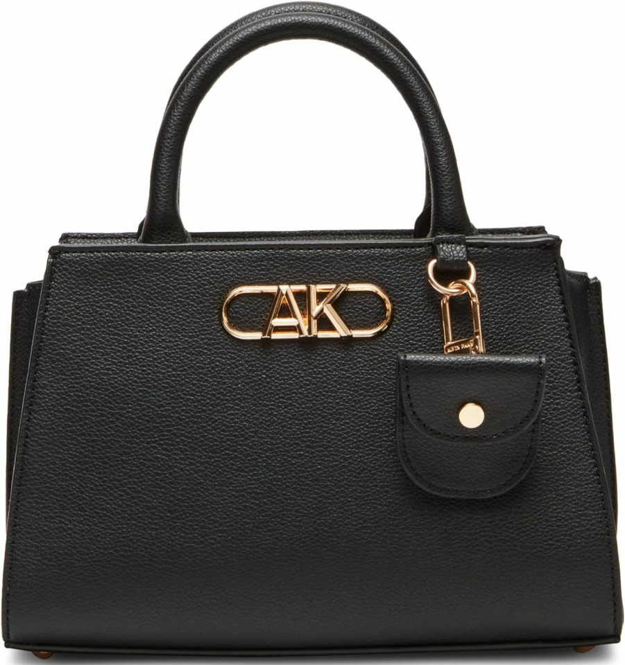 Satchel Handbags | Anne Klein Anne Klein Convertible Mini Satchel With Ak Bevel Logo, Black