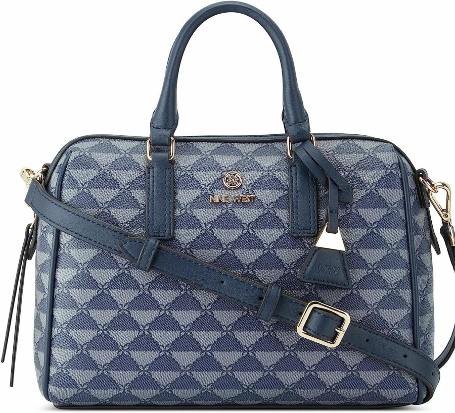 Satchel Handbags | Nine West Nine West Tristian Bowler Satchel, Navy Logo