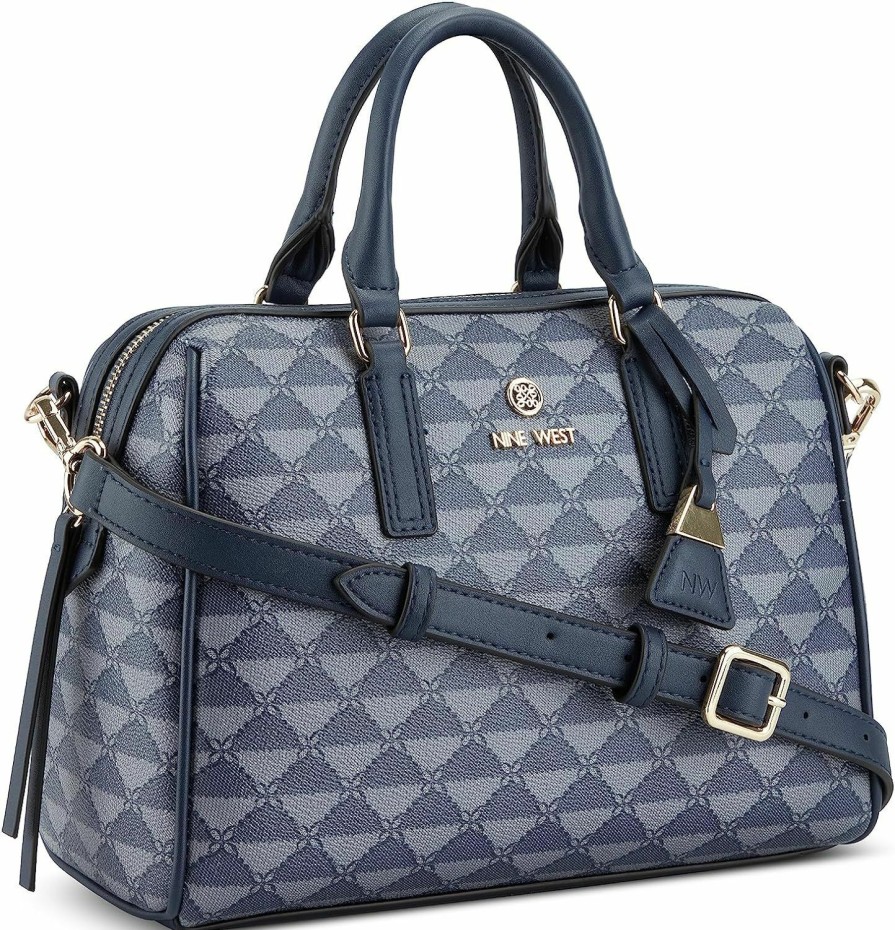 Satchel Handbags | Nine West Nine West Tristian Bowler Satchel, Navy Logo