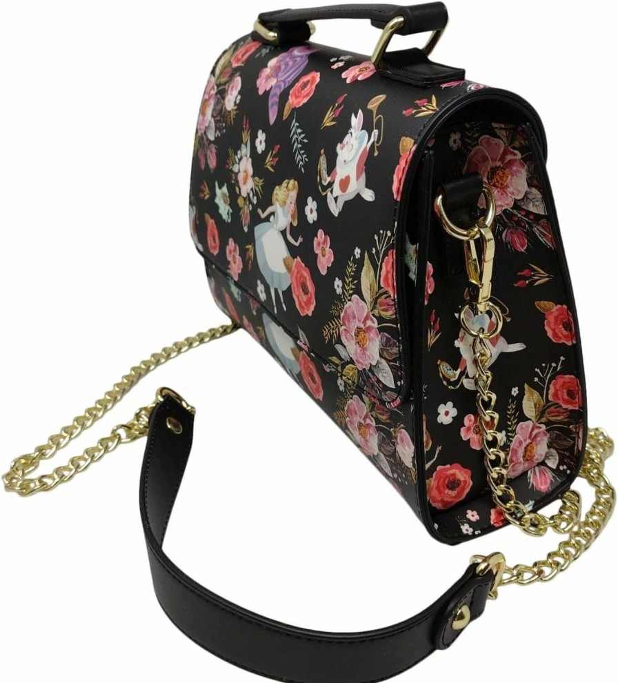 Satchel Handbags | Loungefly Loungefly Disney Alice In Wonderland Allover Floral Print Crossbody Satchel Handbag Purse