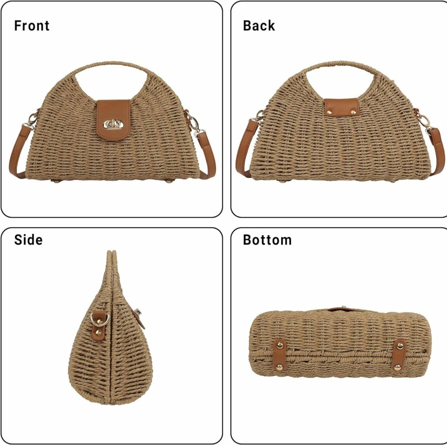 Satchel Handbags | Youjaree Youjaree Women Straw Beach Bag Handmade Woven Crossbody Shoulder Bags Top Handle Satchel Handbag Purse For Summer