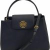 Satchel Handbags | Tory Burch Tory Burch 140972 Britten Black With Gold Hardware Pebbled Leather Women'S Satchel Bag