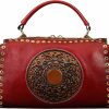 Satchel Handbags | Zhuoliang Genuine Leather Purses Pocketbooks For Women, Handmade Vintage Handbag Top Handle Satchel Mandala Totem Crossbody