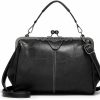 Satchel Handbags | BelonYou Belonyou Women Retro Kiss Lock Handbags Oil Wax Pu Shoulder Bag Vintage Purses Small Tote Messenger Bags Satchels Black