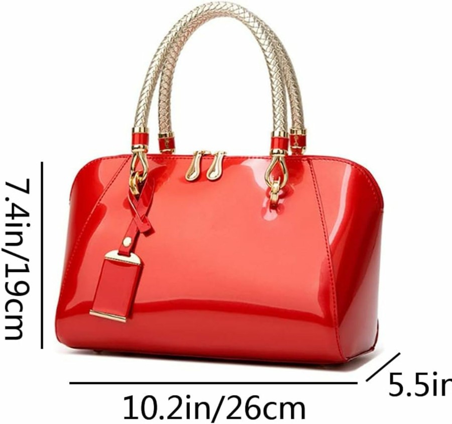 Satchel Handbags | YAQUNICER Yaqunicer Top-Handle Handbags Purse Satchel For Women Patent Pu Shoulder Crossbody Bag Medium Tote