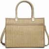 Satchel Handbags | Jen & Co. Jen & Co. M2233-Ow Kaya Rattan Woven Fabric/Vegan Leather Crossbody Satchel Shoulder Handbag Purse