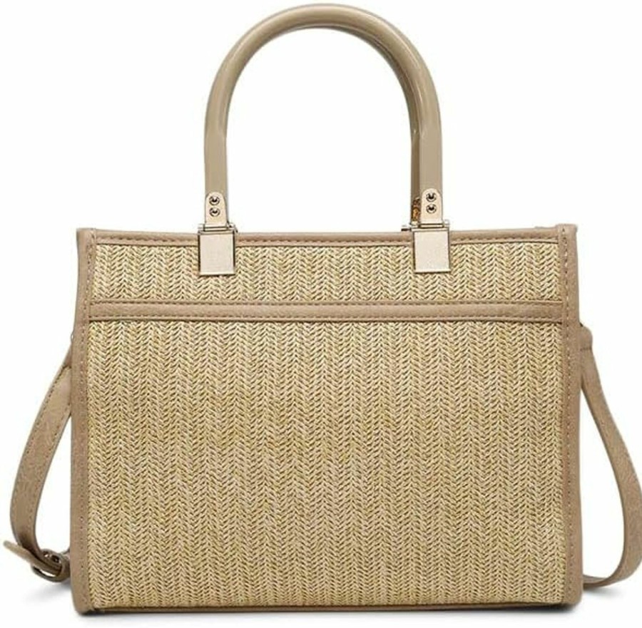 Satchel Handbags | Jen & Co. Jen & Co. M2233-Ow Kaya Rattan Woven Fabric/Vegan Leather Crossbody Satchel Shoulder Handbag Purse