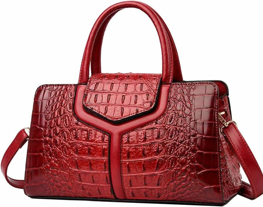 Satchel Handbags | ZiMing Ziming Top Handle Handbags Women Purse Crocodile Pattern Faux Leather Tote Bags Satchel Bags Zipper&Flap Handbag Shoulder Bag