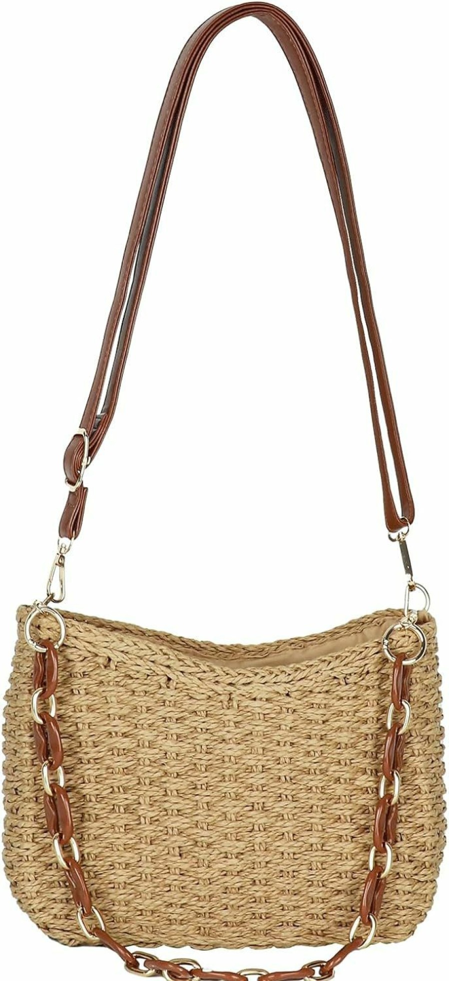 Satchel Handbags | COAIMANEY Womens Straw Woven Shoulder Bag Summer Beach Travel Crossbody Handbag Handmade Satchel Purse Tote For Shopping Camping