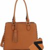 Satchel Handbags | JESSIE & JAMES Jessie & James | Lioness Concealed Carry Satchel Bag With Tassel, Top Handle Purse With Crossbody Shoulder Strap