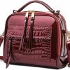 Satchel Handbags | ZiMing Ziming Glossy Patent Leather Satchel Handbags For Women Top Handle Crossbody Bag Shoulder Bag Crocodile Pattern Purse