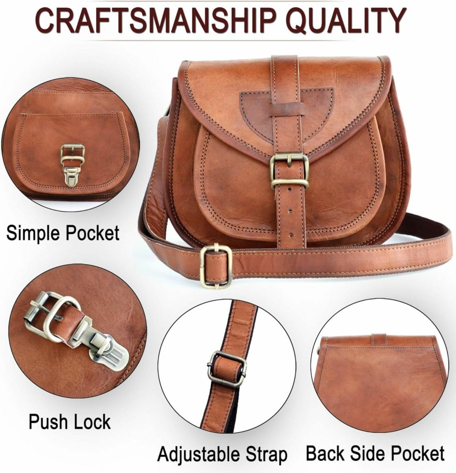 Satchel Handbags | ANUENT Anuent Genuine Leather Small Crossbody Purses For Women Vintage Shoulder Crossover Leather Satchel For Ladies Handbag Purse, 9 Inch (Brown)