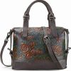 Satchel Handbags | VRHUIS Purse And Handbags For Women Leather Shoulder Tote Handle Medium Satchel Vintage Embossing Rose