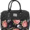 Satchel Handbags | Liquorbrand Liquorbrand Skulls & Pink Roses Satchel Purse Rockabilly Tattoed Lady Handbag Small Satchel Purse Crossbody Bag