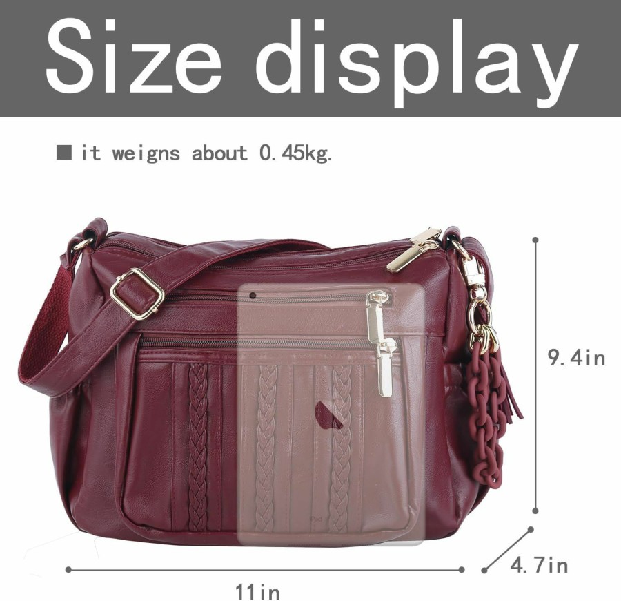 Satchel Handbags | ELDA Elda Crossbody Purse For Women Multi Pocket Pocketbooks Ladies Soft Pu Leather Shoulder Bag Top Handle Satchel With Tassel