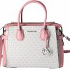 Satchel Handbags | Michael Kors Michael Kors Mercer Medium Zip Belted Satchel Vanilla Mk Signature Primrose Pink