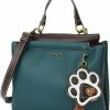 Satchel Handbags | CHALA Chala Charming Satchel With Adjustable Strap - B&W Paw Print - Turquoise