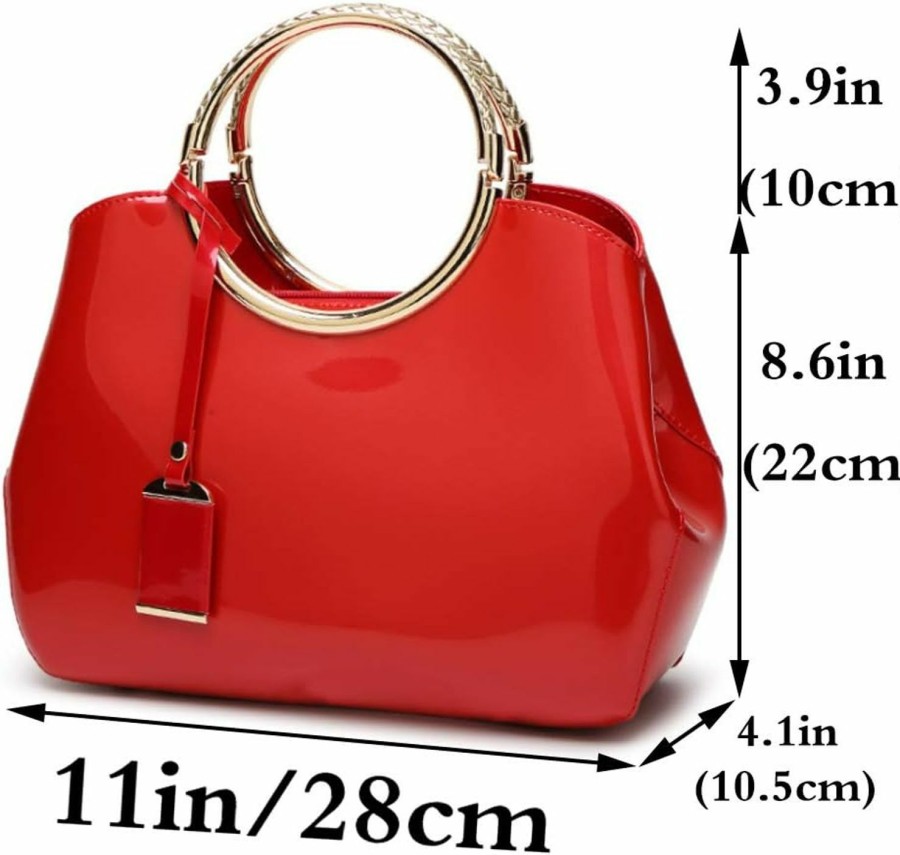 Satchel Handbags | Rullar Rullar Women Elegant Handbag And Purse Top Handle Bag Patent Leather Tote Satchel Shoulder Clutch Crossbody Bag