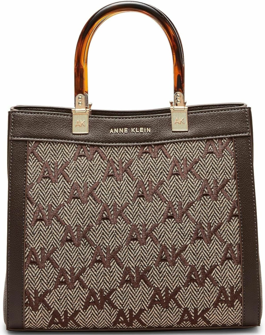 Satchel Handbags | Anne Klein Anne Klein Embroidered Herringbone Convertible Satchel