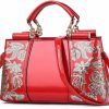 Satchel Handbags | XingChen Xingchen Shiny Patent Women Pu Leather Handbags Embroidery Shoulder Bags Fashion Satchel Purses Top Handle Bags