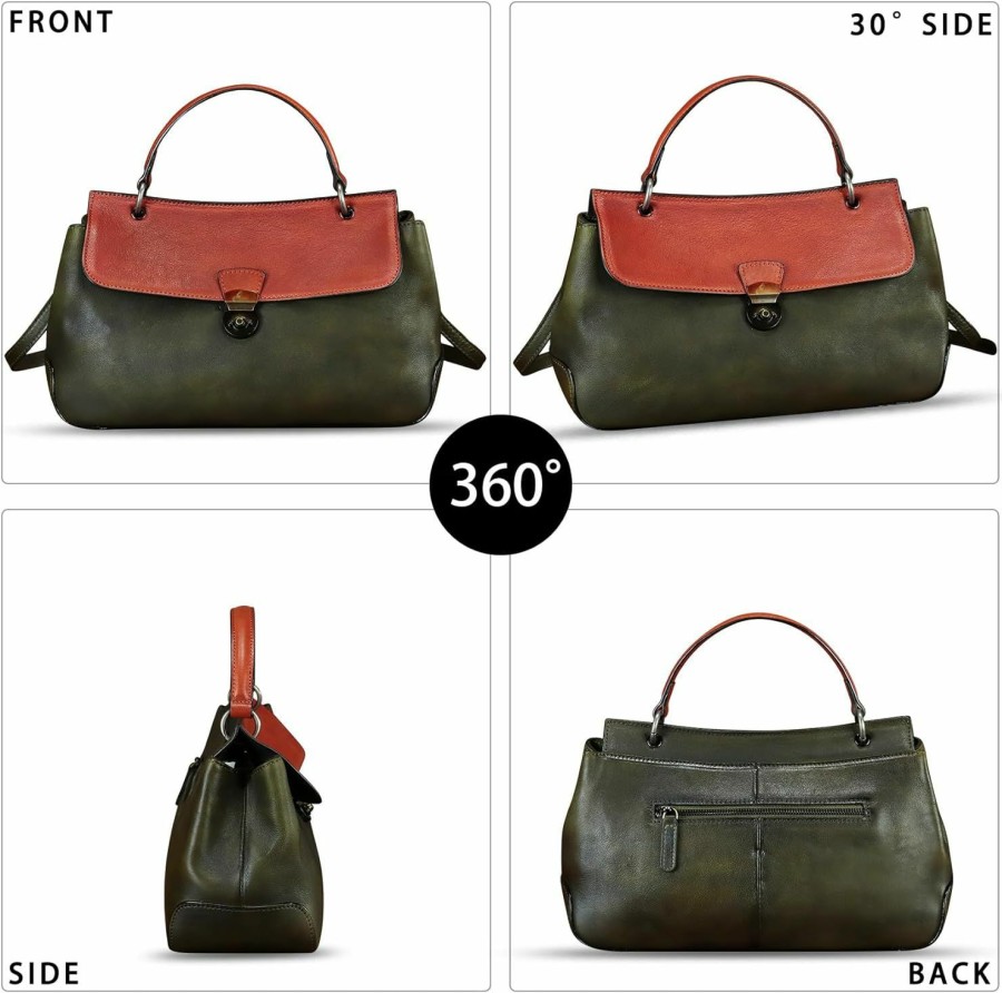 Satchel Handbags | FEIGITOR Genuine Leather Satchel For Women Vintage Leather Handbag Top Handle Bags Handmade Retro Purse Crossbody Bag