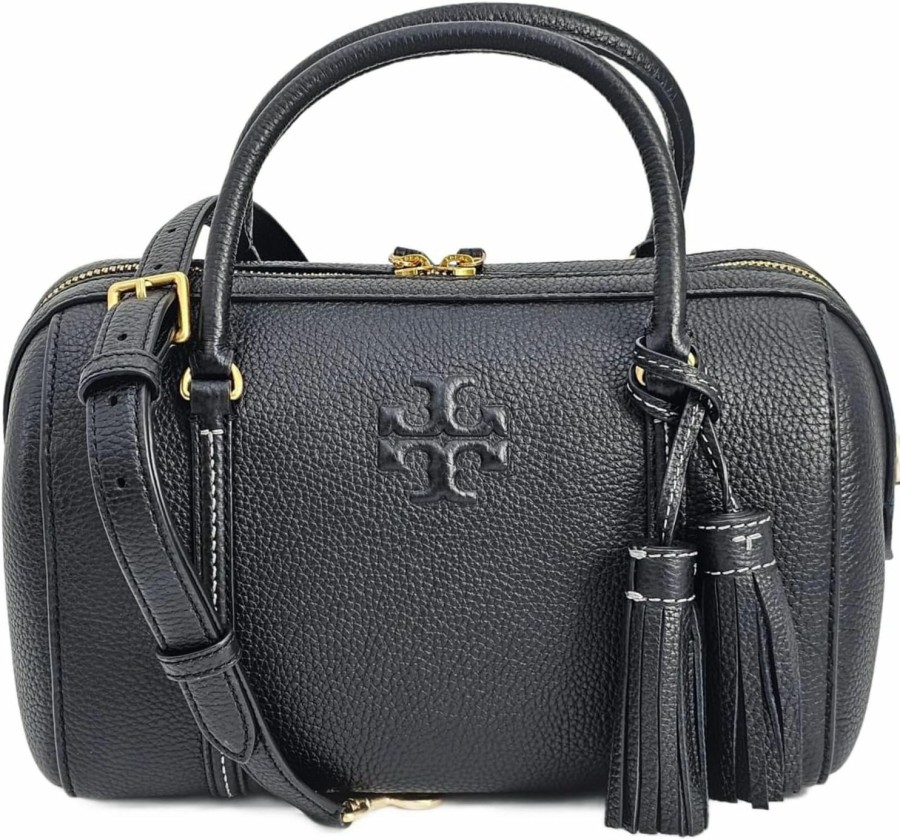 Satchel Handbags | Tory Burch Tory Burch 141955 Thea Black With Gold Hardware Women'S Small Satchel Bag