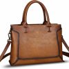 Satchel Handbags | FEIGITOR Genuine Leather Satchel For Women Leather Handbag Top Handle Bags Handmade Purse Crossbody Handbags Tote Bag