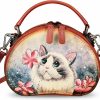 Satchel Handbags | FEIGITOR Genuine Leather Crossbody Bag For Women Hand Painted Leather Handmade Small Satchel Handbag Crossbody Purse