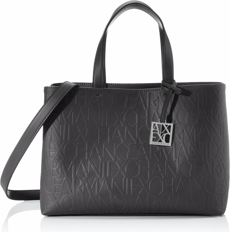 Satchel Handbags | Armani Exchange Armani Exchange Women'S Medium Logo All Over Debossed Open Shopping Bag Satchel, One Size