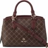 Satchel Handbags | Nine West Nine West Saoirse Small Satchel, Brown Logo Merlot