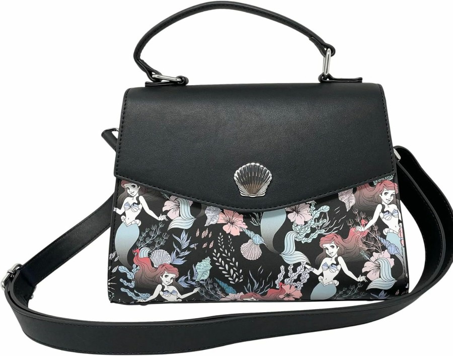 Satchel Handbags | Loungefly Loungefly Disney The Little Mermaid Ariel Allover Floral Print Crossbody Satchel Handbag Purse