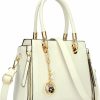 Satchel Handbags | KKXIU Kkxiu Elegant Women Satchel Purses And Handbags Vegan Leather Top Handle Shoulder Crossbody Bag (A-Cream White)