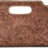 Satchel Handbags | ADYAN Adyan Western Women Leather Designer Handbags Purses Top Handle Satchel Hand-Tooled Floral Carving Bag Clutch