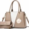 Satchel Handbags | BESYIGA Handbags Purse Stitching Large Satchel Bags For Women Crossbody Shoulder Bag For Ladies Top-Handle 2Pcs Purse Set For Women