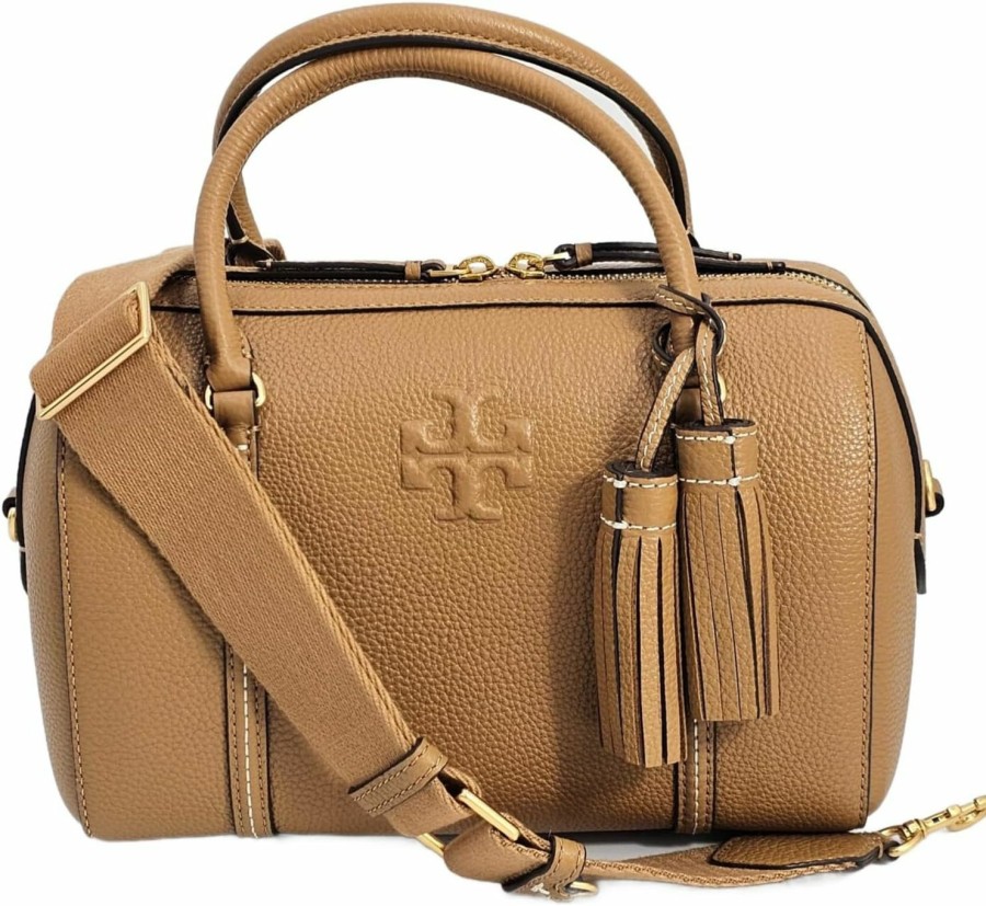 Satchel Handbags | Tory Burch Tory Burch 141955 Thea Tan With Gold Hardware Leather Women'S Small Satchel Bag