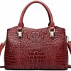 Satchel Handbags | Cayla Cayla Top Handle Satchel Handbags Crocodile Bag Designer Purse Leather Tote Bags (Brown)