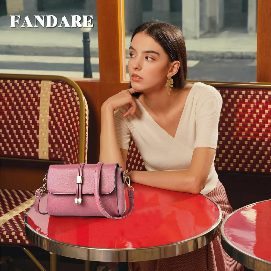 Satchel Handbags | FANDARE Fandare Ladies Shoulder Bag Womens Crossbody Bag Women Business Satchel Messenger Bag Travel Shopping Cross-Body Handbags Waterproof Pu Leather Pink