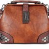 Satchel Handbags | Aryeleay Aryeleay Gothic Satchel Purses Vintage Doctor Shoulder Bag For Women Rivet Studded Crossbody Bag (Brown)