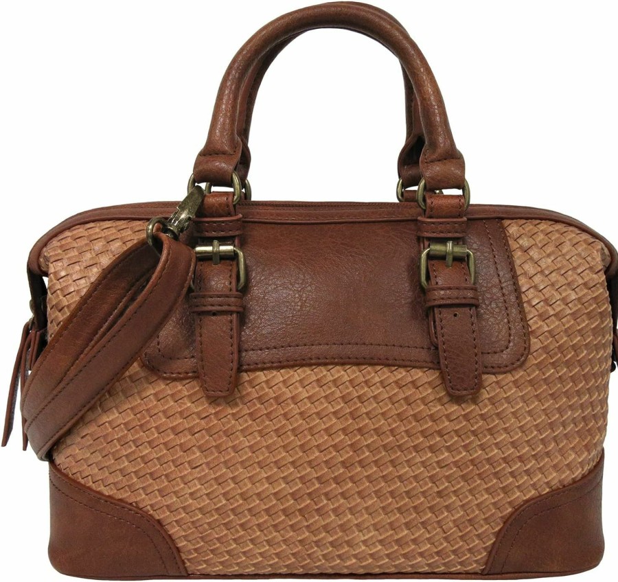 Satchel Handbags | Bueno of California Bueno Of California Faux Woven Dome Satchel, Camel